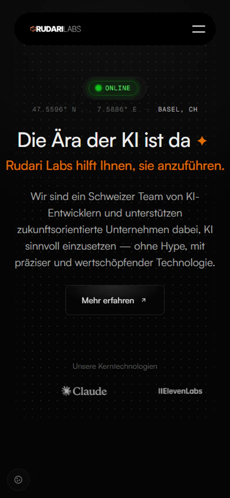 Rudari Labs — Mobile Hero