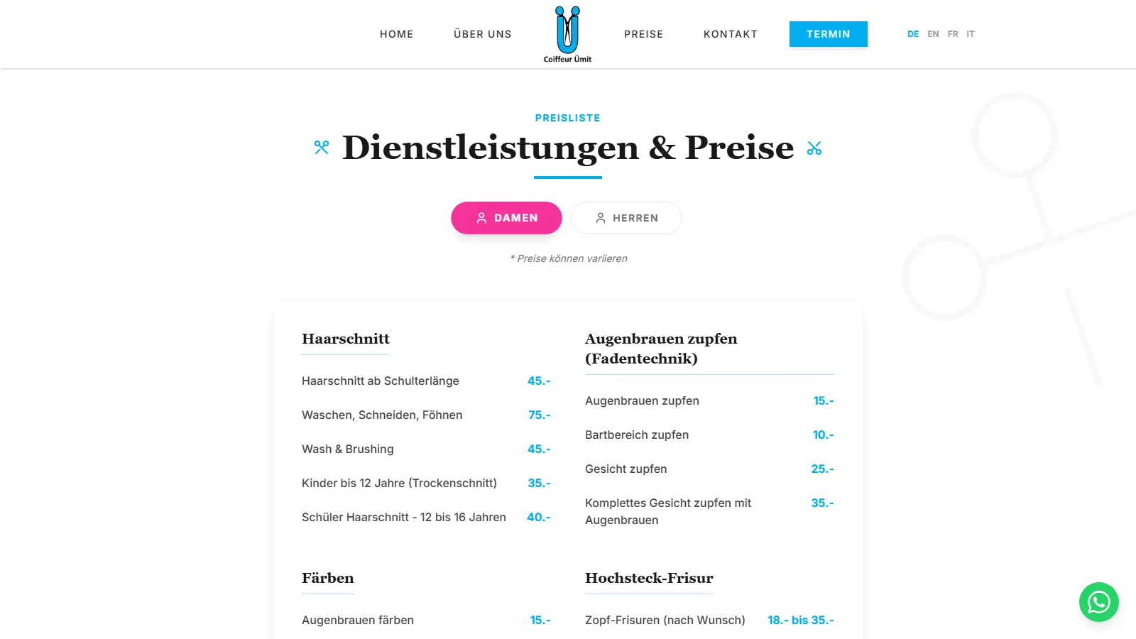 Coiffeur Ümit — Services