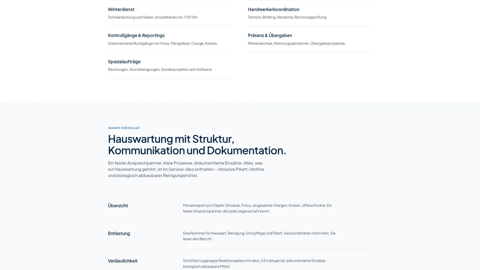 rheinklar — Leistungen