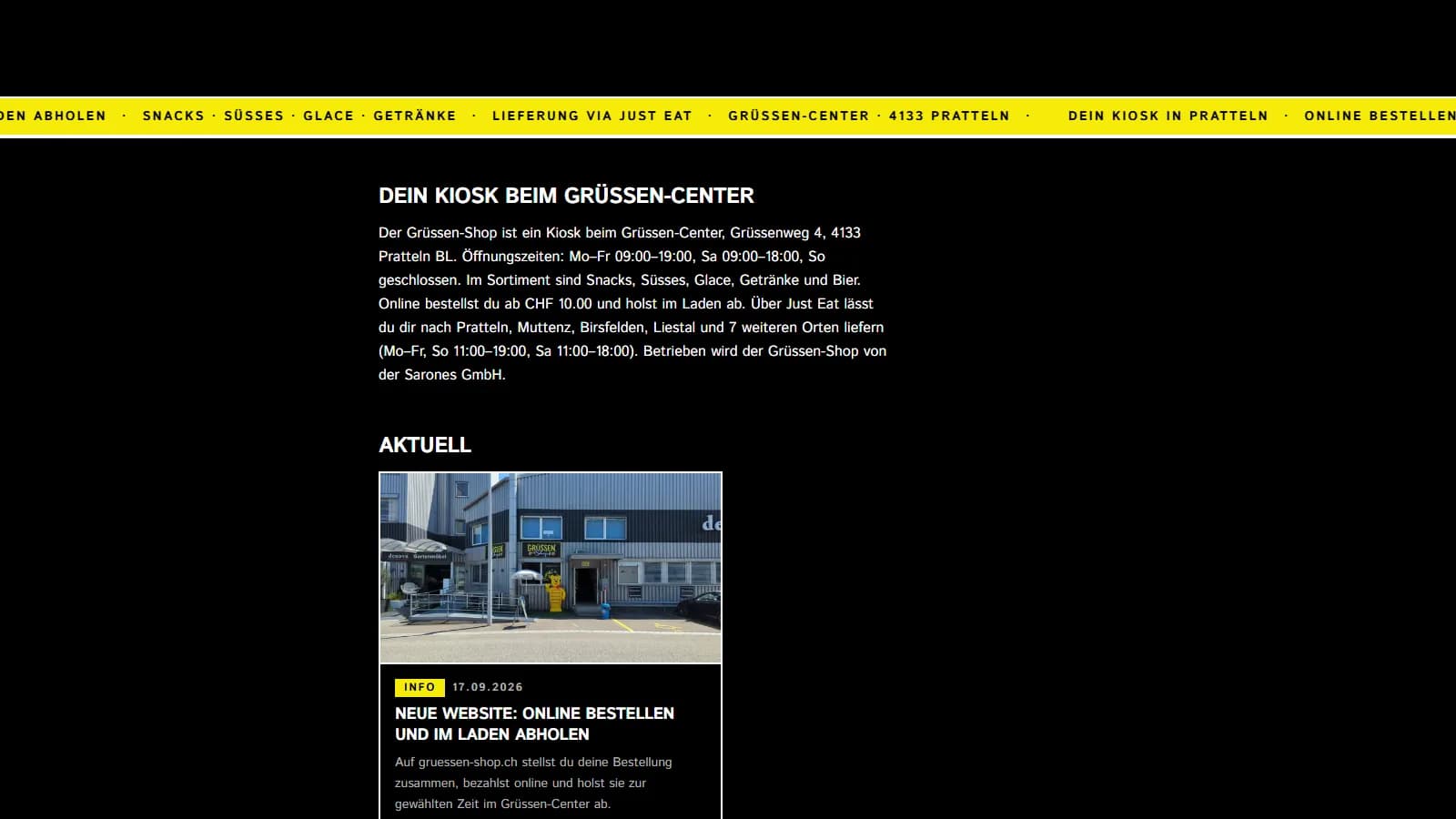 Grüssen-Shop — Kiosk beim Grüssen-Center und Aktuelles