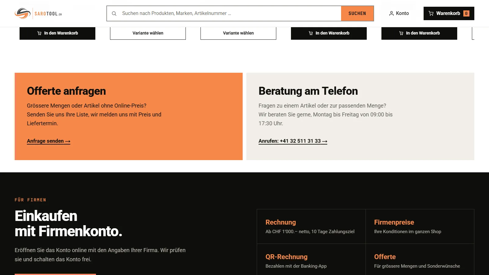 Sarotool — Startseite, Mitte